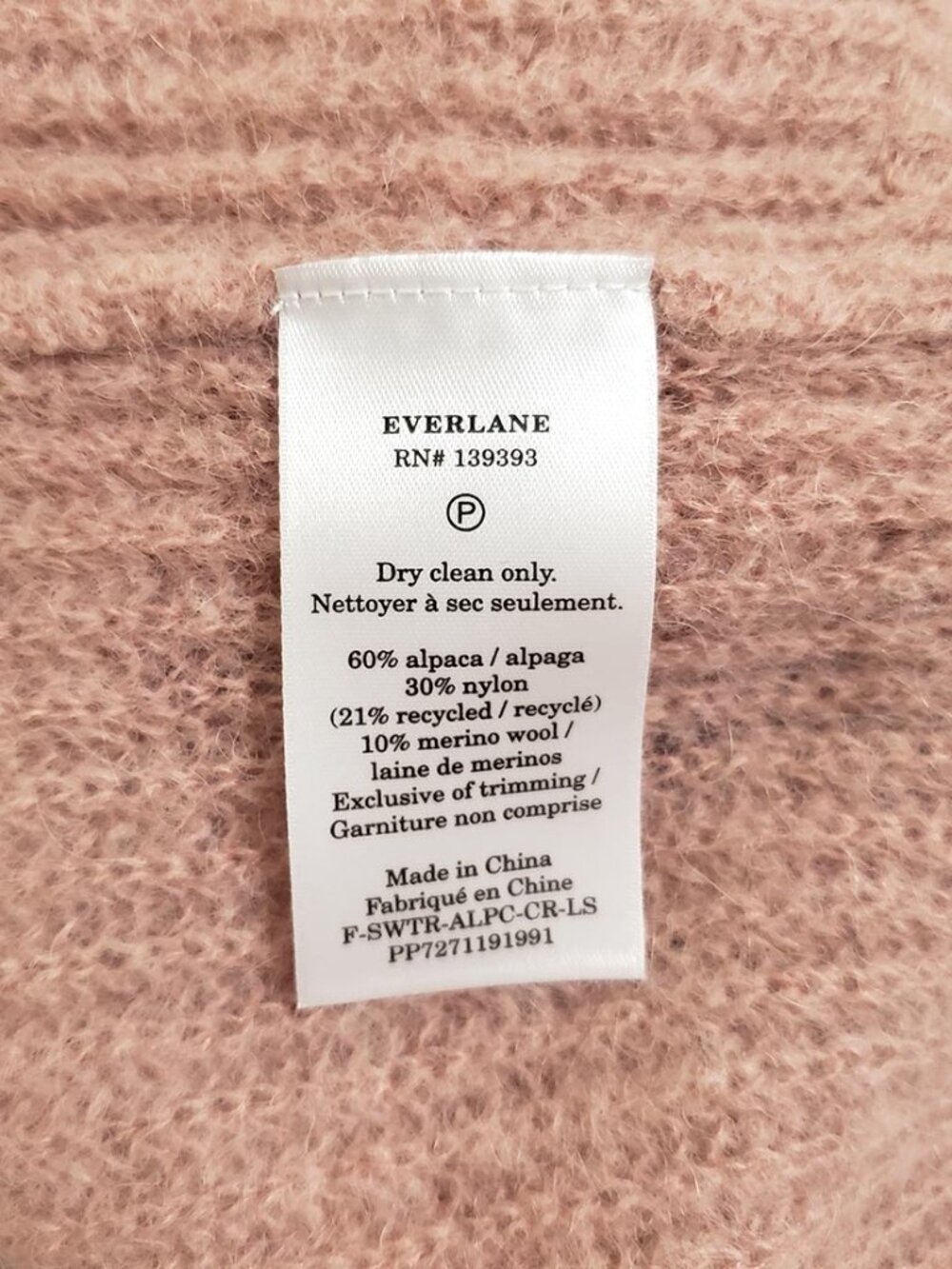 Everlane Cocoon Alpaca Crew Neck Knit Sweater M Blush Pink Long Sleeve Cozy - Picture 13 of 13